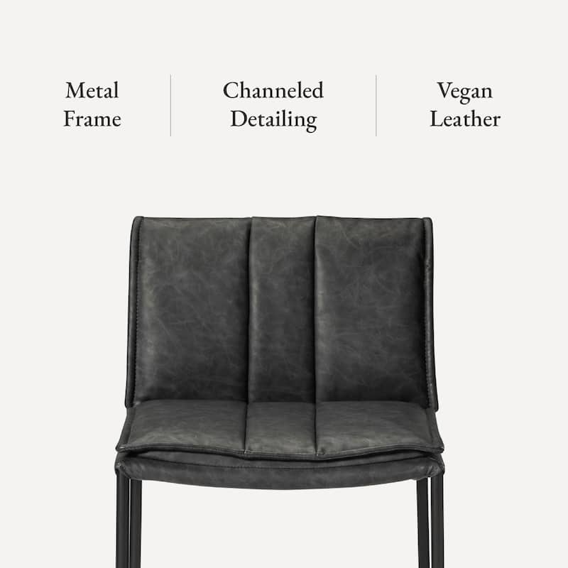 Maven Lane Gerard Bar Metal & Vegan Leather Kitchen Dining Stool