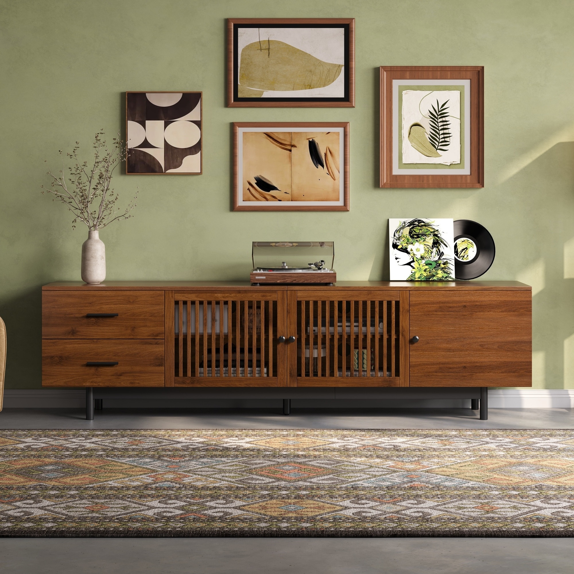 78" TV Stand for TVs Up to 85", TV Console for Living Room, Media Console with Drawers, Soft-Closing Hinges, Adjustable Shelves