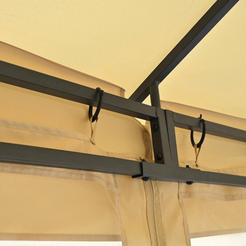 Outdoor Gazebo Tent with Double Roof, Mosquito Netting & Patio Canopy