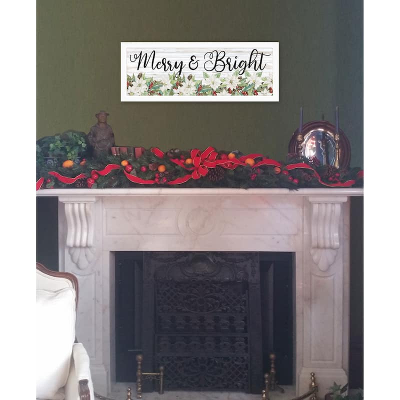 TrendyDecor4U Contemporary "Merry & Bright" Framed Print Wall Art