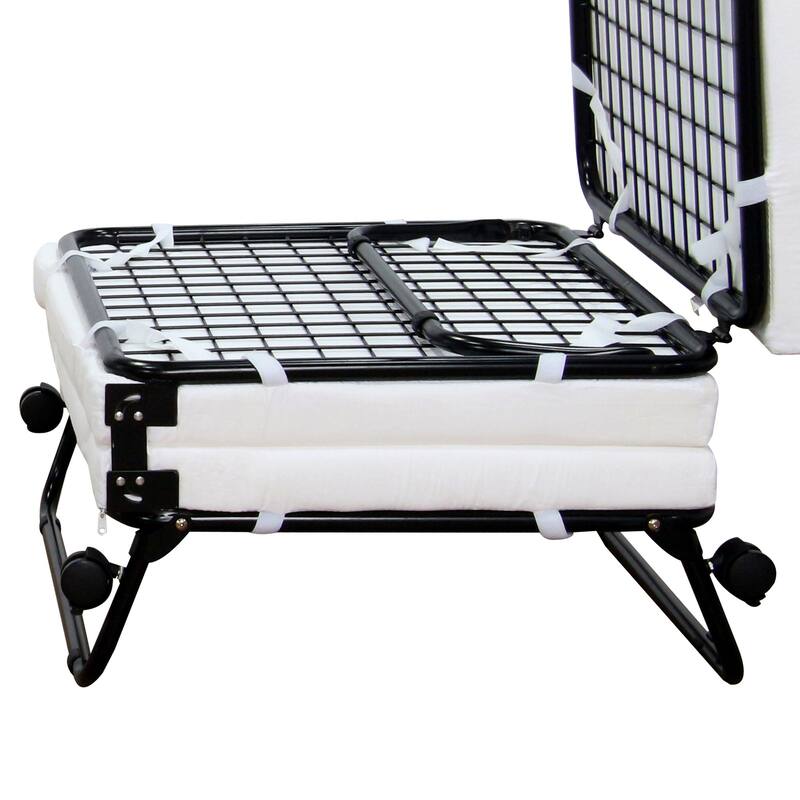 Convertible Ottoman to Single Bed with Adjustable Height and Rolling Casters, Faux Suede Foldable Sofa Bed for Small Spaces