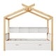 preview thumbnail 5 of 8, Twin House Bed with Storage Drawers & Shelves, White/Natural