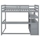 preview thumbnail 21 of 43, Multifunction Wood High Loftbed Frame with L-Shaped Desk, Shelves & 2 Built-in Drawers for Kids Teens Bedroom