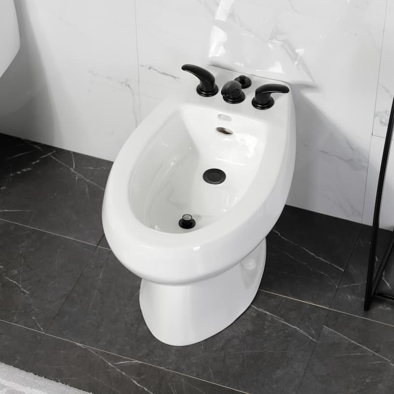 Kingston Brass Three-Handle Deck Mount Bidet Faucet