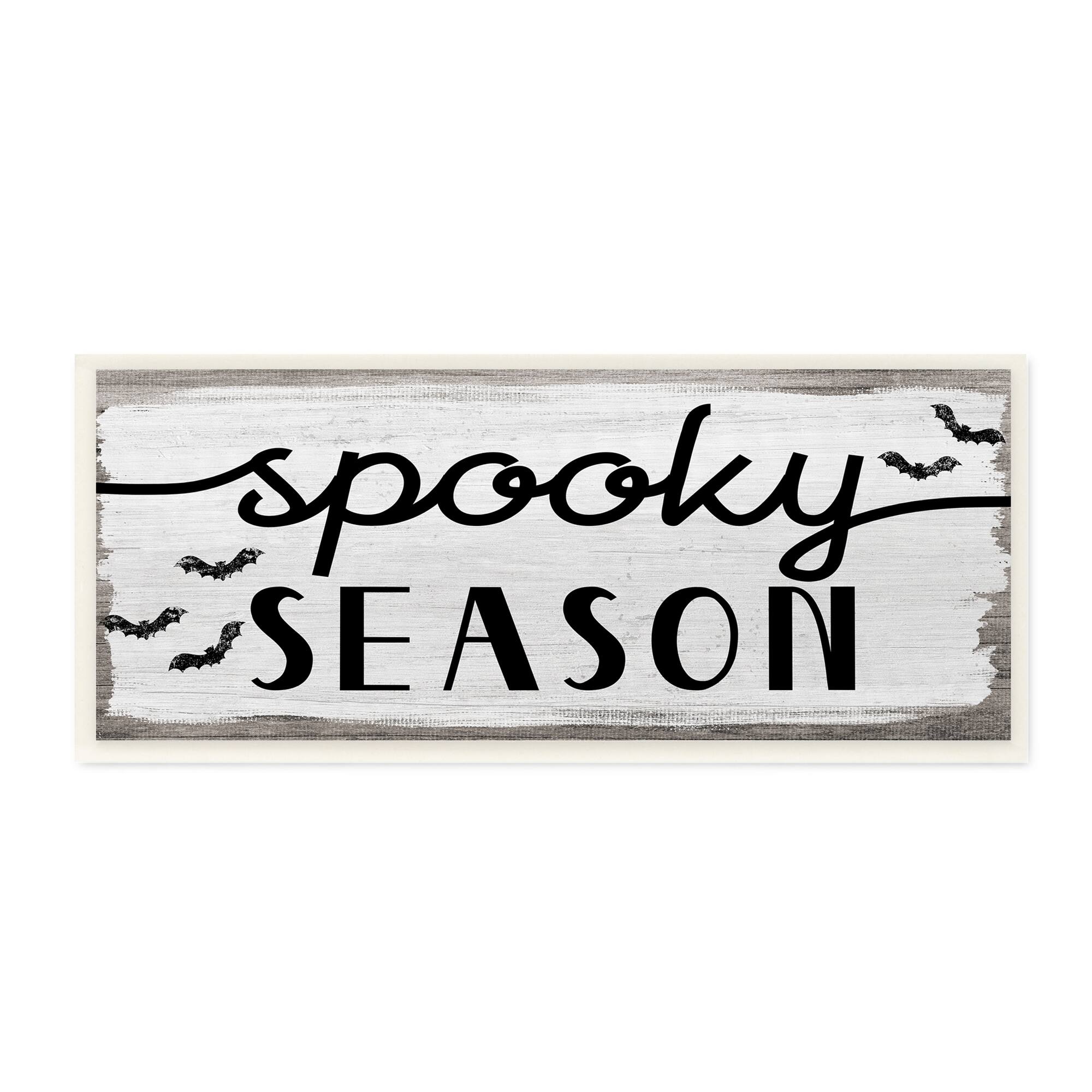 Stupell Spooky Season Sign Black Bats Halloween Phrase Wood Wall Art