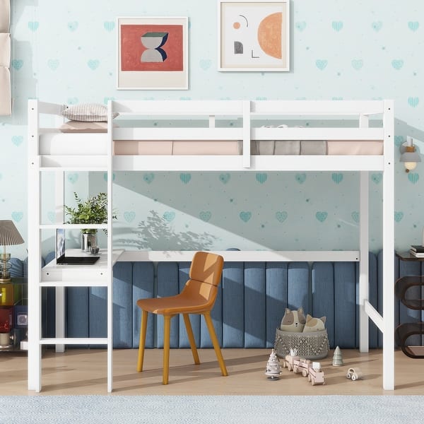 slide 2 of 42, Twin Loft Bed with Built-in Desk - Study/Sleep Combo White
