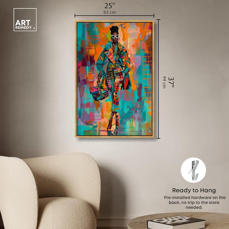 Bold Patchwork Style Canvas by Art Remedy