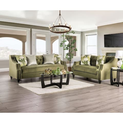 Furniture of America Olie Traditional Green 2-piece Living Room Set