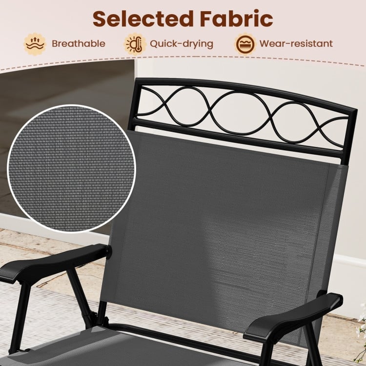 Folding Patio Folding Chairs Set of 4 with Metal Frame and Ergonomic Design - 25.5" x 24" x 36" (L x W x H)