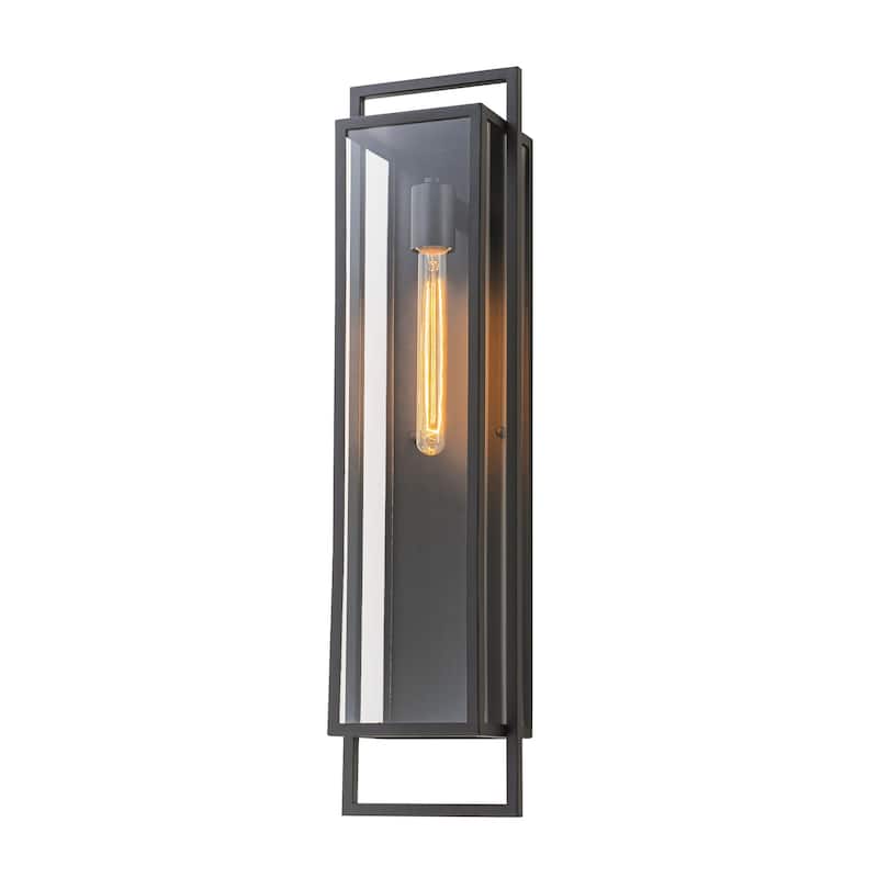 Rennnsan 1-Light Matte Black Rectangular Iron IP23 Outdoor Wall Sconce for Patio