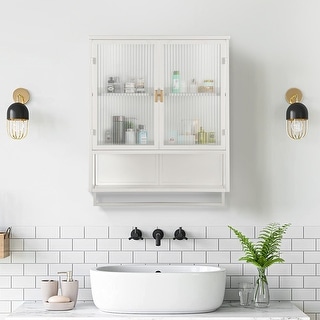 Modern Haze Glass Door Wall Cabinet, Over The Toilet Cabinet with ...