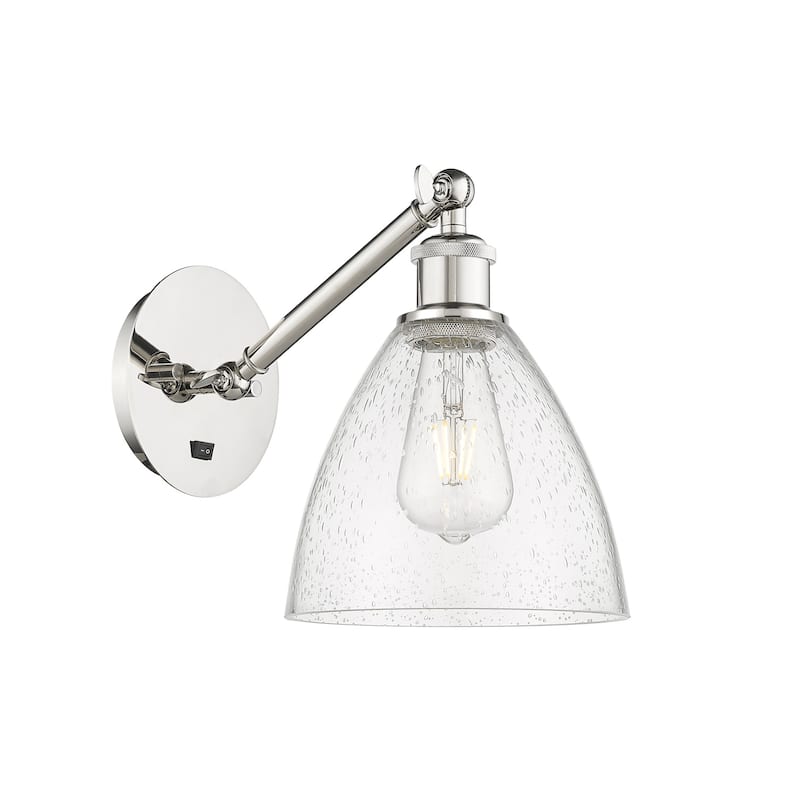Innovations Lighting 317-1W-14-8 Bristol Sconce Bristol Glass 14" Tall - Polished Nickel / Seedy