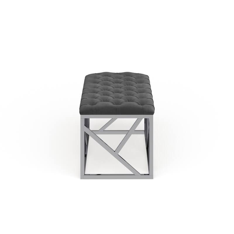 Silver Orchid Sebastian Button-tufted Bench