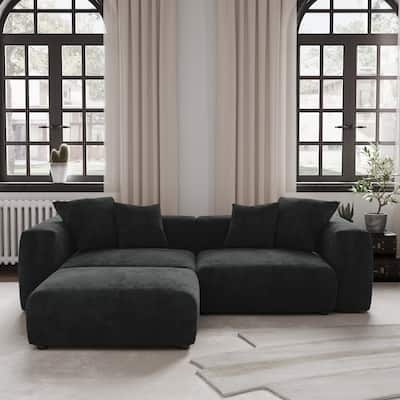 102'' L-shape Corduroy Upholstered Sectional Couch Oversize Modern Minimalist Sofa