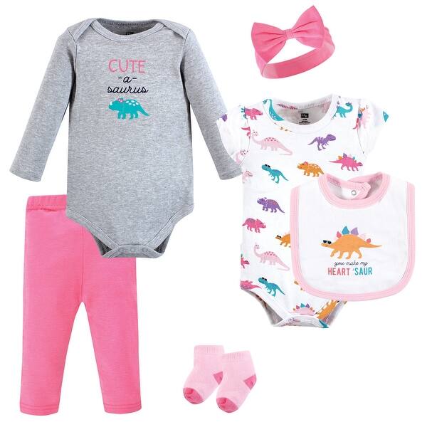 slide 1 of 1, Hudson Baby Infant Girl Cotton Layette Set, Cute-A-Saurus 0-3 Months - Cute-A-Saurus