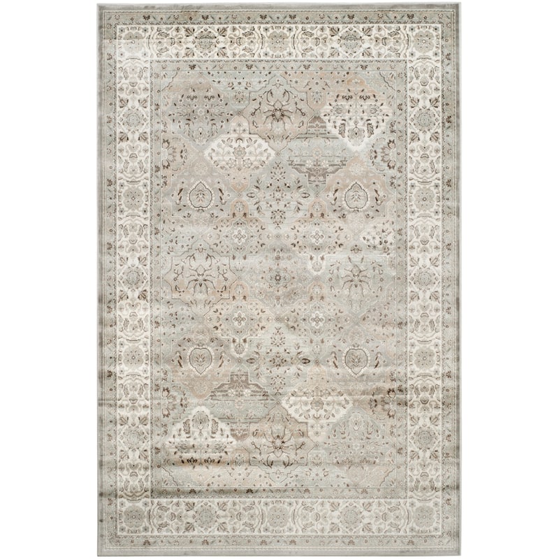SAFAVIEH Persian Garden Cateluta Vintage Boho Oriental Viscose Rug - 5'3" x 7'3" - Silver/Ivory - Rectangle