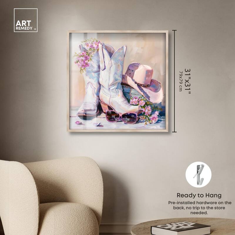 Spring Pink Cowboy Necessities Shadowbox by Art Remedy