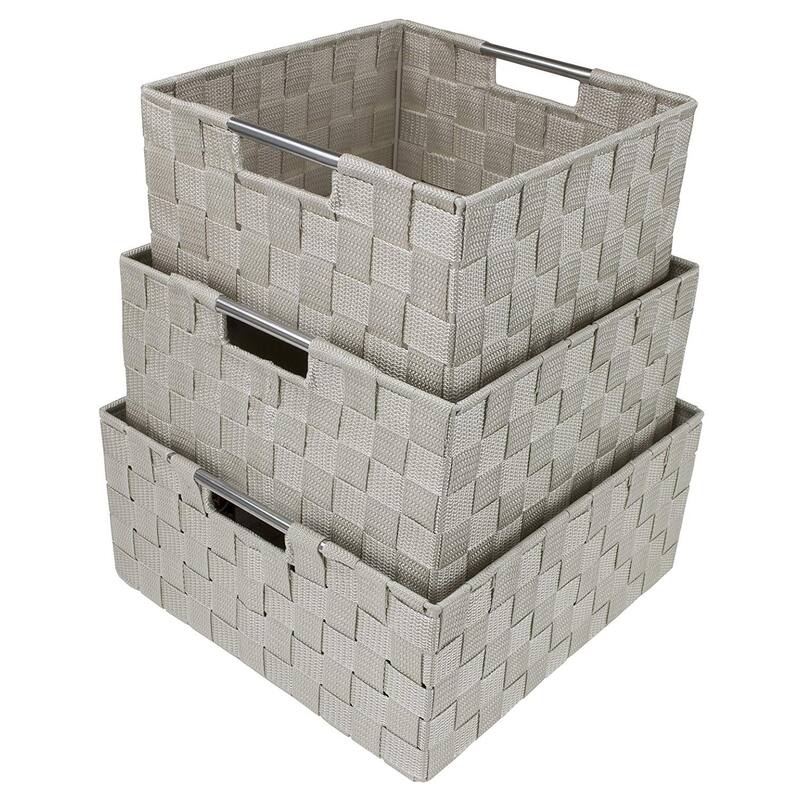 Sorbus Double Woven Basket Bin Set (3 Pack)
