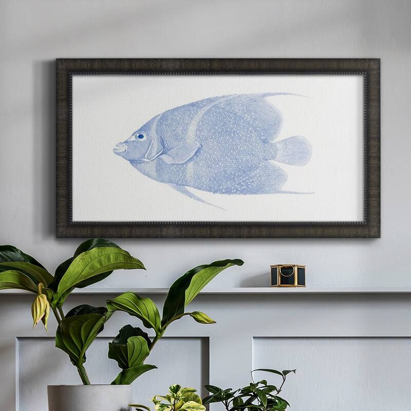 Blue & White Tropical Fish V Premium Framed Canvas- Ready to Hang