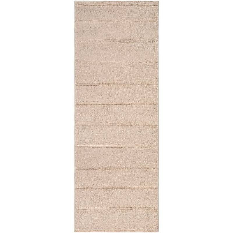 Livabliss x Our PNW Home Cascade Global Striped Area Rug - 2'7" x 12' - Taupe