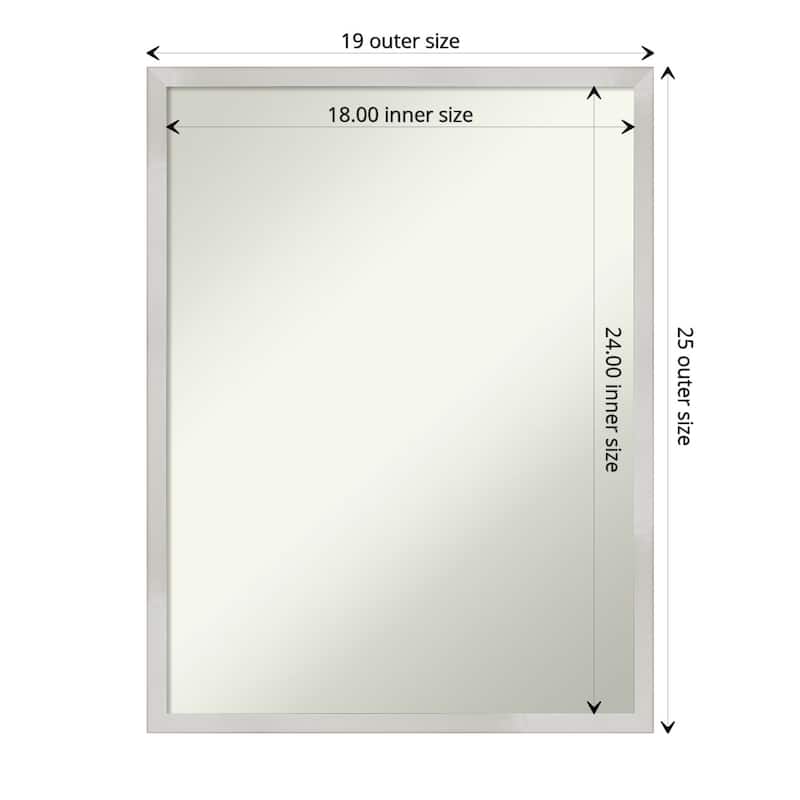 Non-Beveled Wood Bathroom Wall Mirror - Svelte Silver Frame - 19 x 25 in - Svelte Silver