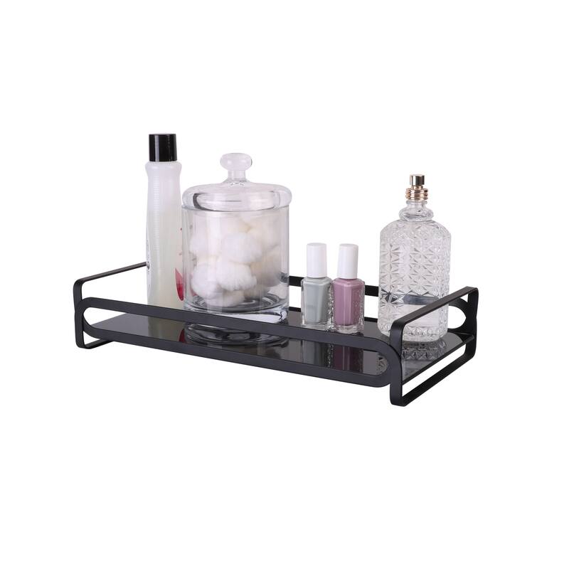 Elle Decor Noir Vanity Tray - Black - 12.8"x 6.7"x 2.7"