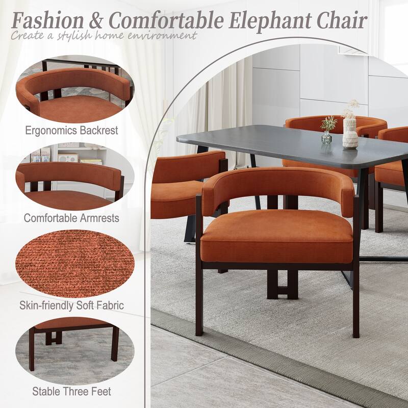 Roomfitters Chenille Accent Chairs Set of 2, 3-Leg Open Back Upholstered Armchairs for Dining or Living Room