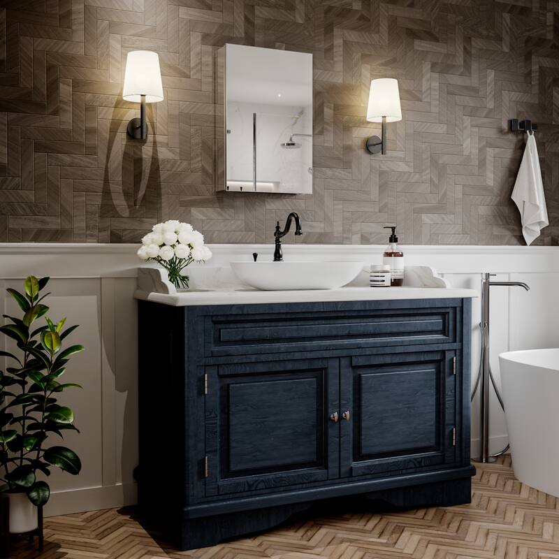 Modland Single Door Bathroom Medicine Cabinet with Mirror Adjustable Shelves,Recessed or Surface Mount