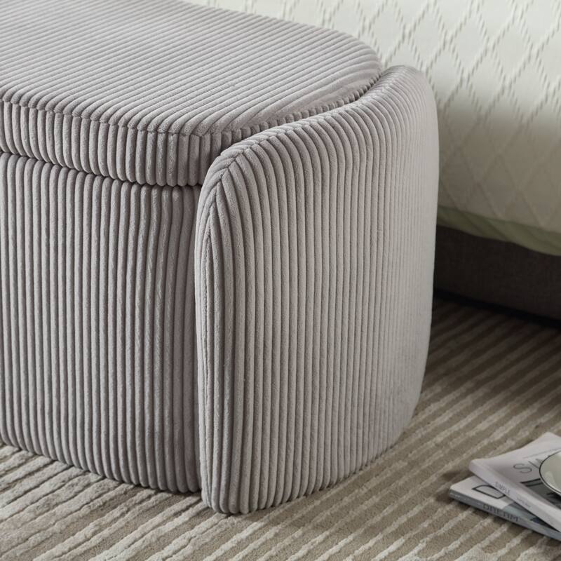 House Hold Storage Ottoman,Bedroom End Bench,Upholstered Fabric Storage Ottoman with Safety Hinge