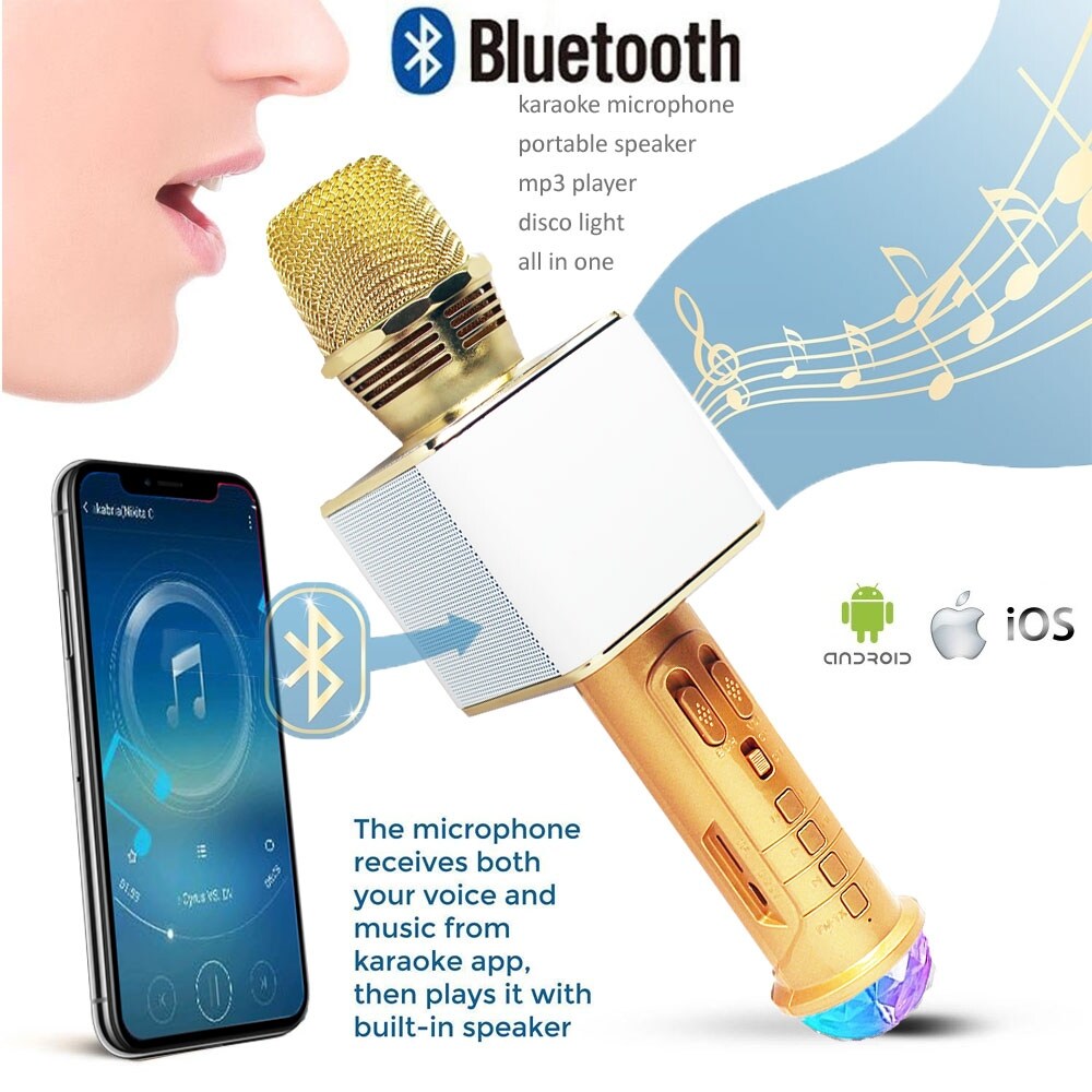 Shop 3 In 1 Portable Bluetooth Karaoke Microphone Speaker Disco