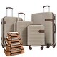 preview thumbnail 25 of 38, ABS Hard Shell Lightweight Expandable Travel Luggage with 4 Packing Cubes, TSA Lock, Spinner Wheels khaki