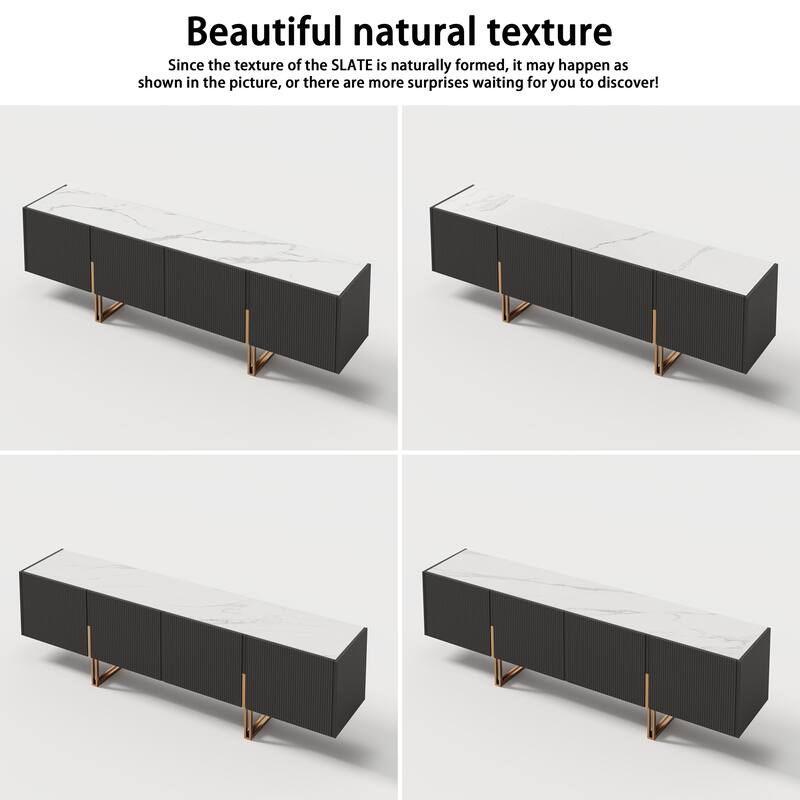 78.7'' TV Stand, Entertainment Center with Faux Marble Top