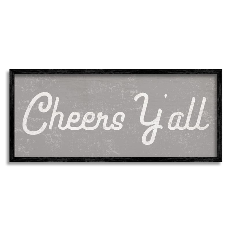 Stupell Cheers Y'all Country Saying Happy Hour Distressed Pattern Framed Wall Art