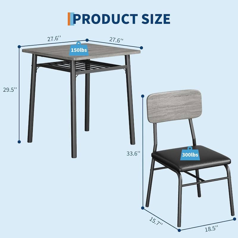 Kitchen Dining Table for 2 with Storage Rack Set for Small Space, Apartment