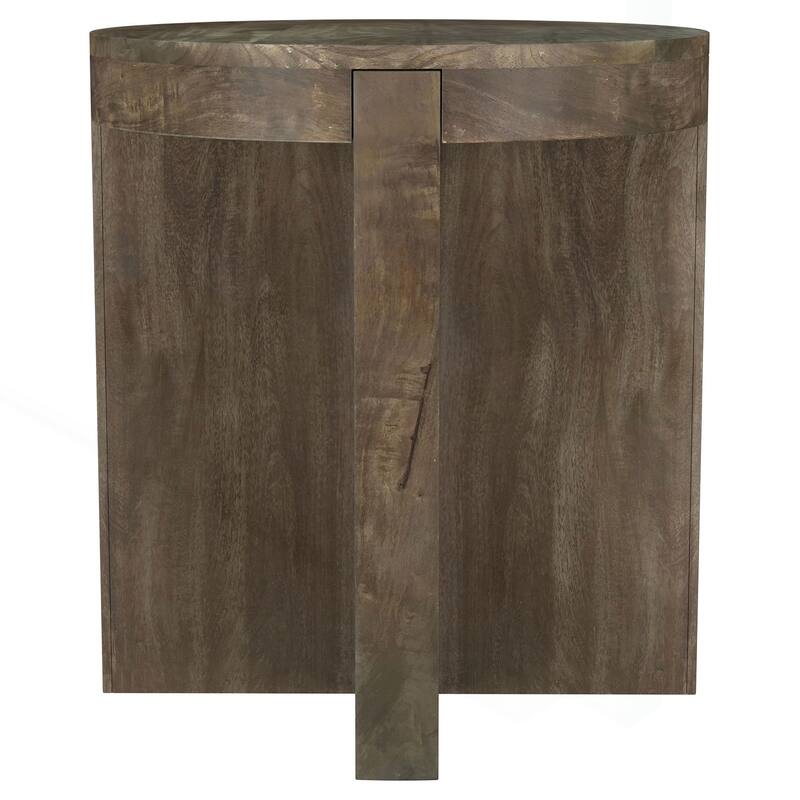 Charming Round Mango Wood End Table for Versatile Home Decor