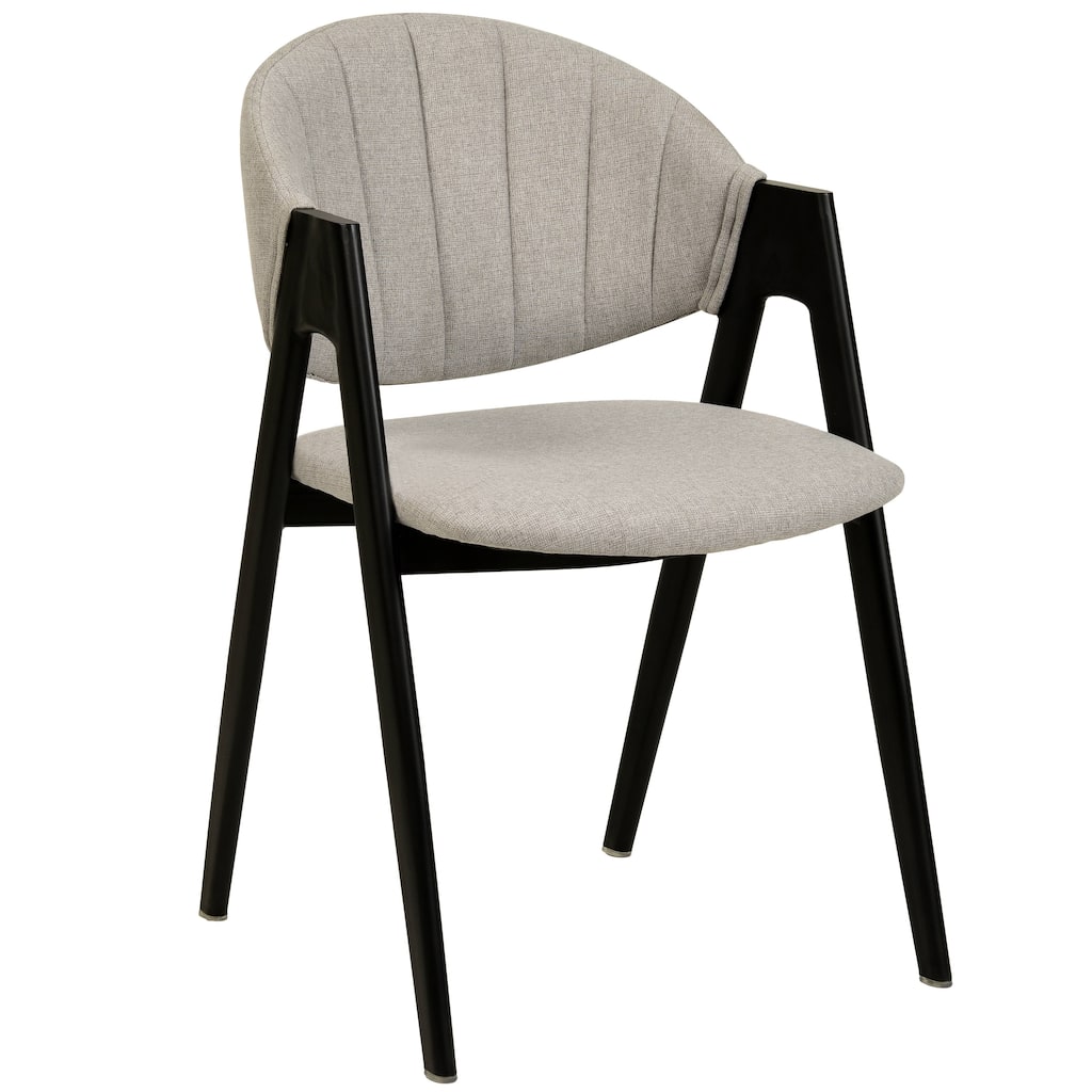 Savor Mid-Century Modern Upholstered Dining Chair in Polyester with Curved Back and Iron Base for Home & Kitchen