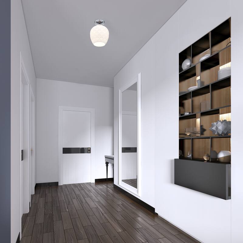 Dita 9 in. 1-Light Polised Nickel Modern Semi Flush Mount Light