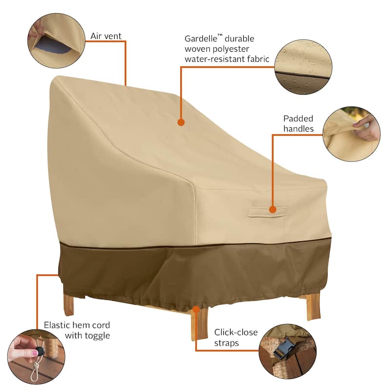 Classic Accessories Veranda Water-Resistant 38 Inch Deep Seated Patio Lounge Chair Cover, 2 Pack