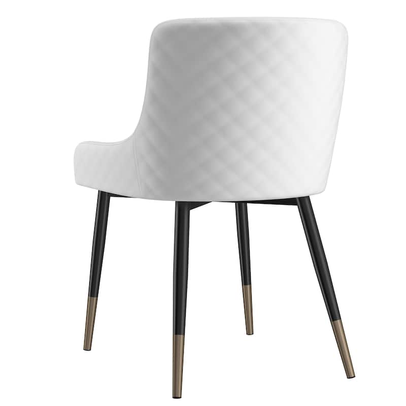 Modern Faux Leather and Metal Dining Chair, Set of 4 - Black
