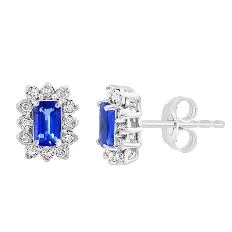EFFY 925 Silver Diamond Tanzanite Stud Earrings