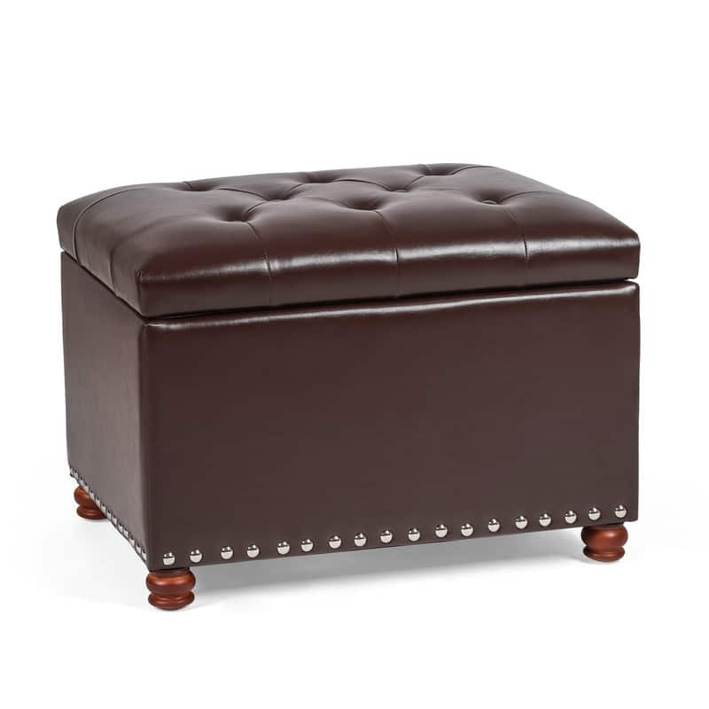 Adeco Contemporary Bench Lift-top Storage Ottoman