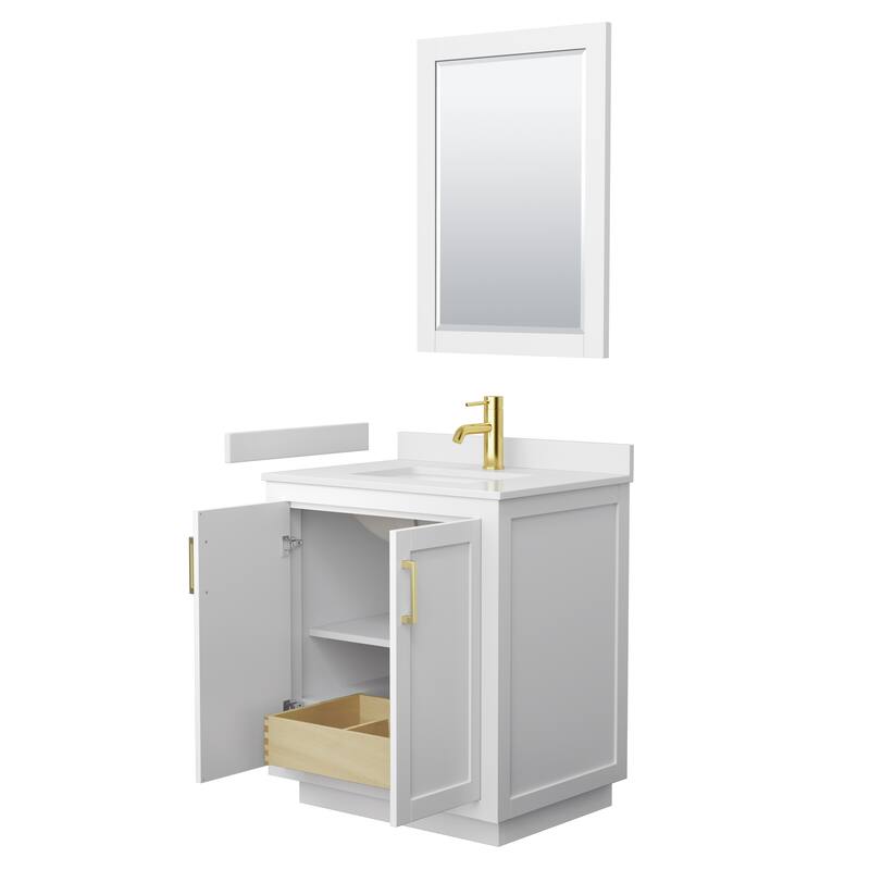 Miranda Single Vanity Set, Cultured Marble Top, 24-Inch Mirror