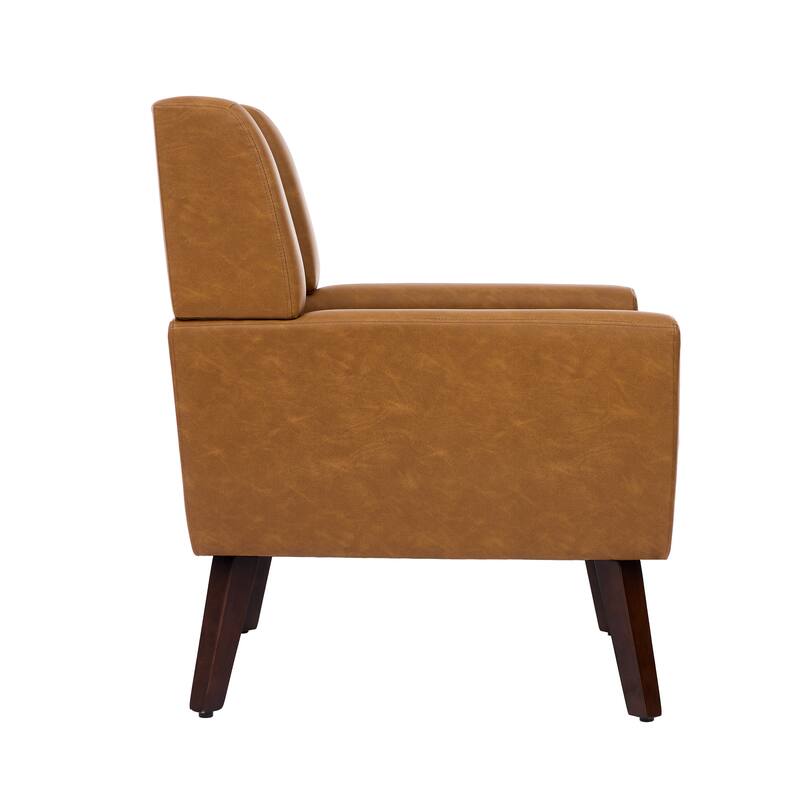 Modern Tufted Wingback Accent Chair Linen/Faux Leather/Velvet Armchair