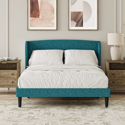 Gerald Upholstered Traditional Wingback Platform Bed By HULALA HOME
