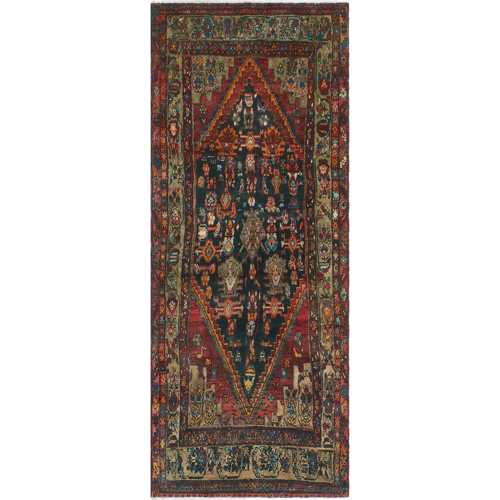 Fine Vintage Distressed Bahar Charcoal/Rust Runner - 3'5" x 9'0"