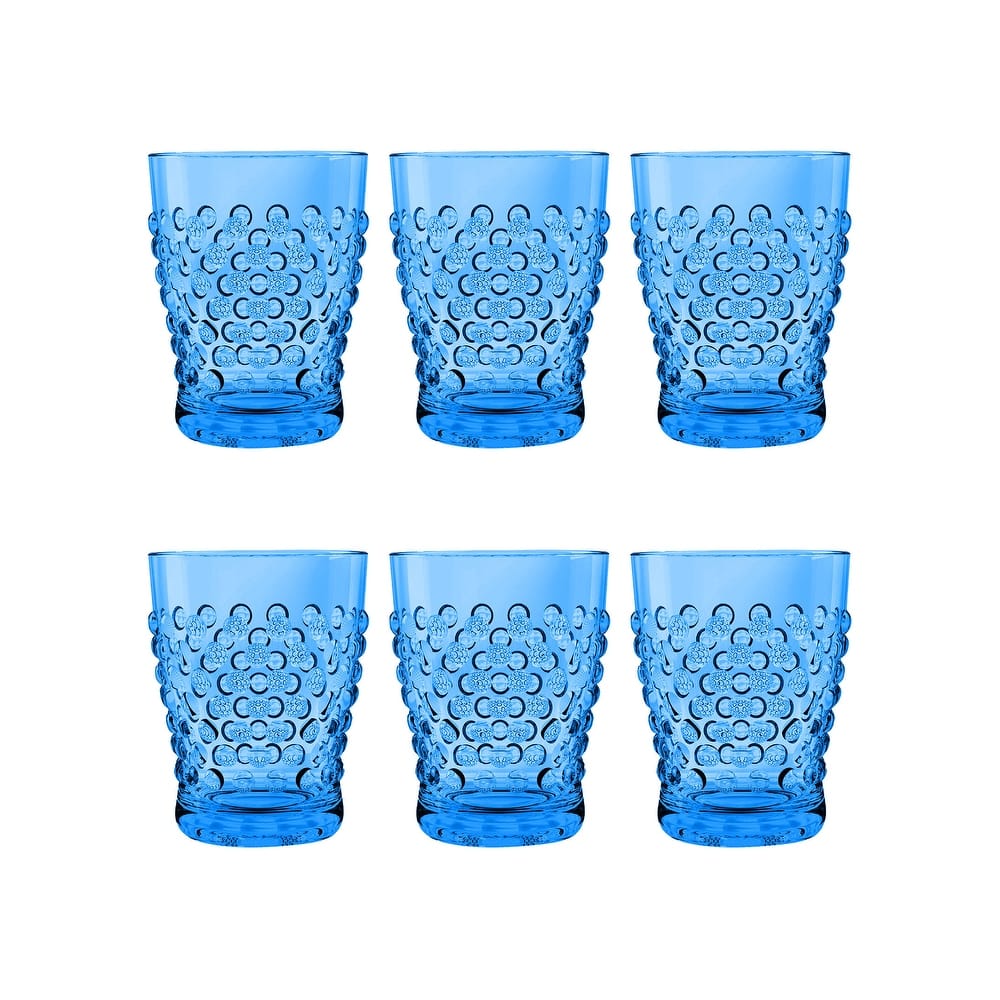 Abode Homewares Hobnail Acrylic Drinking Glasses - 14 oz - Set of 6