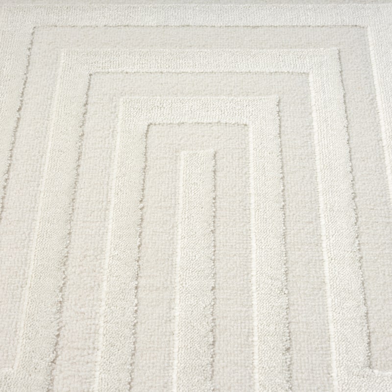 Abani Neutral NTL150A Cream Tone-on-Tone Geometric Lines Area Rug