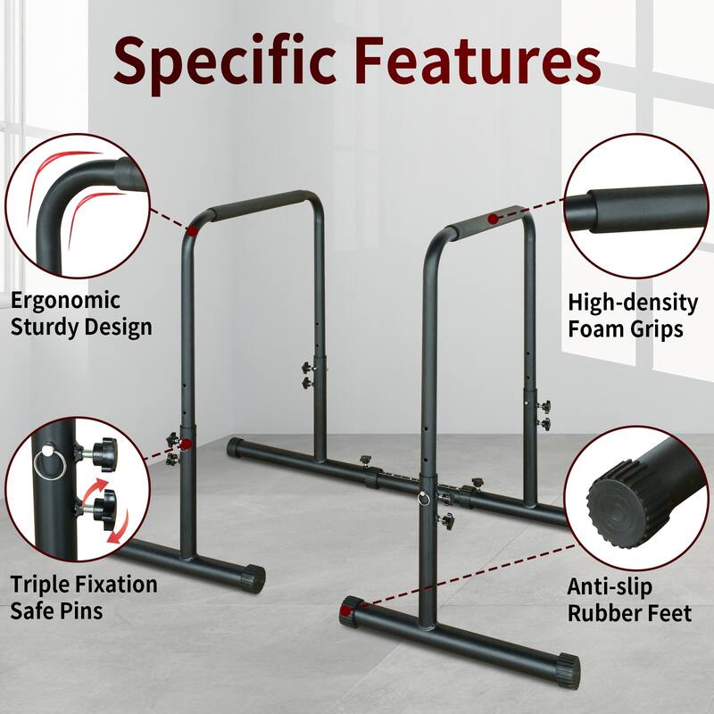 Power Tower Dip Station Pull-Up Bar Adjustable Height Training Equipment