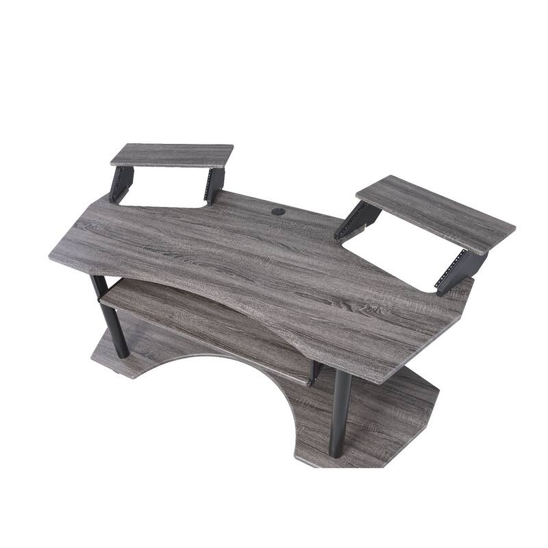 71" Dark Gray and Black Computer Desk