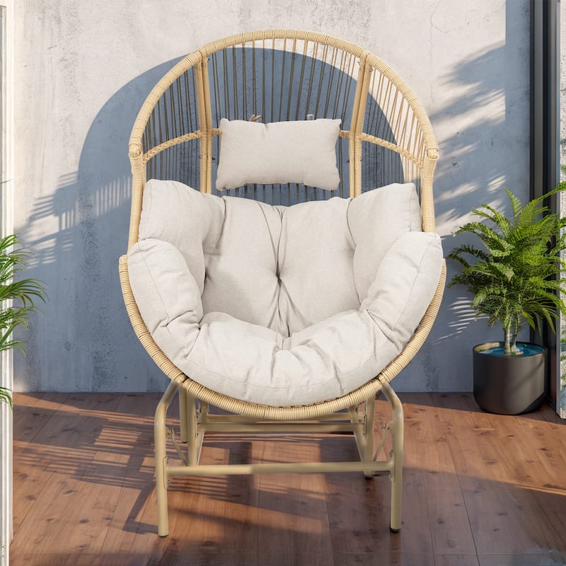 Gymojoy Outdoor Oversized Egg Basket Rocking Chair - Only Chair - Beige